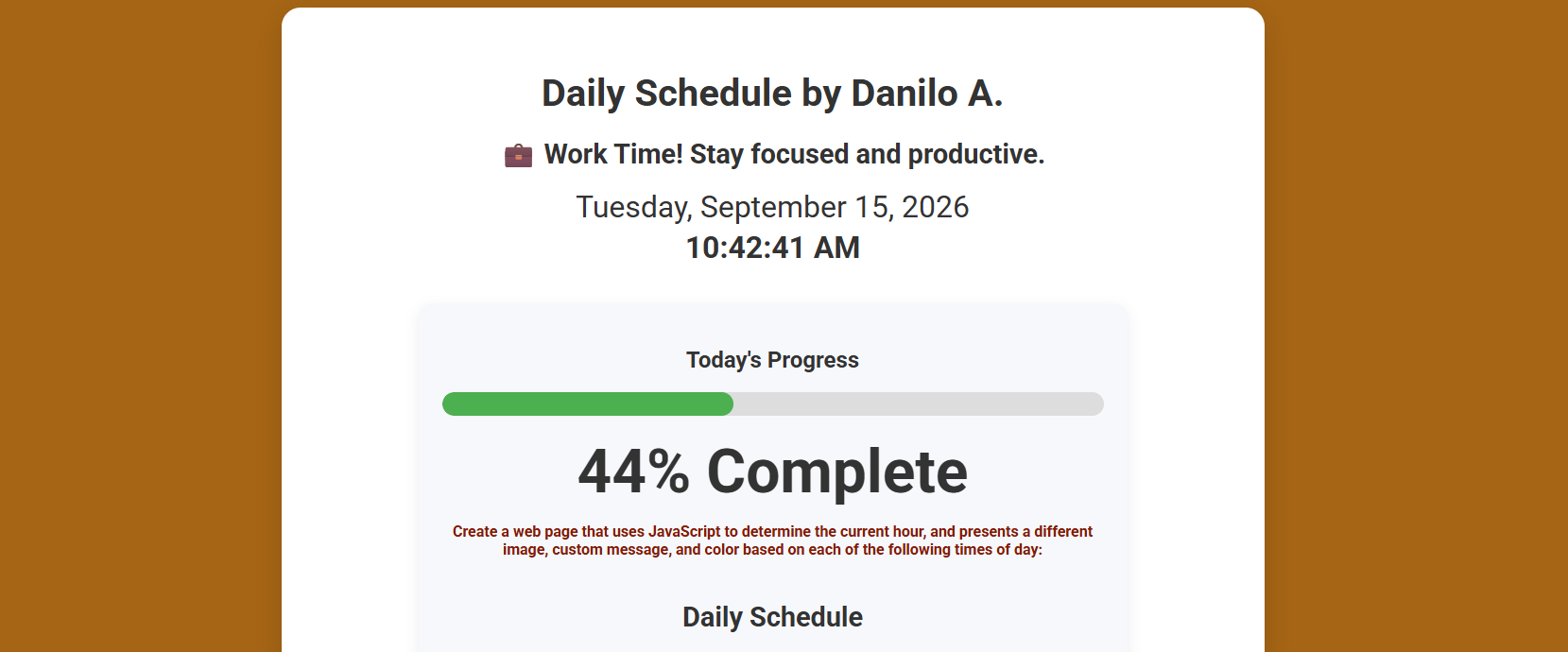 Daily-schedule, daytime update every hour